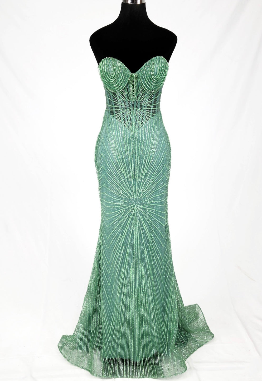 Chicas CF001 Evening Black Mermaid Strapless Floor-Length Fabric Dress