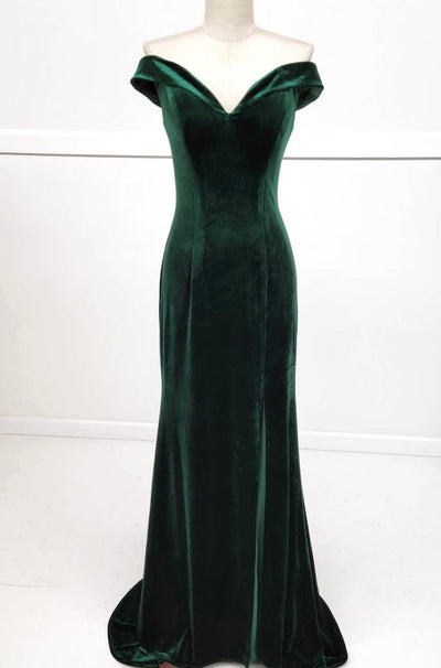 Chicas C6532 Evening Black Floor-Length High-Slit Style Velvet Dress