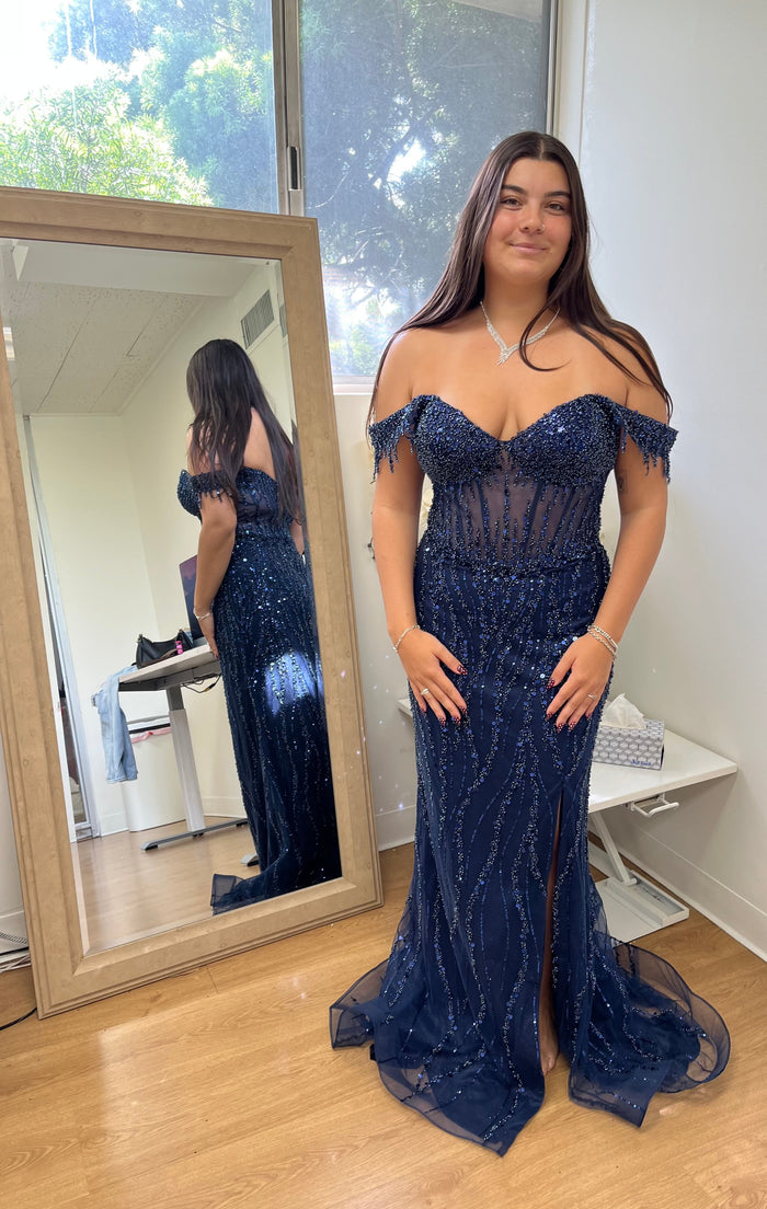 Long Sequins Prom Dress Off-Shoulder Evening Gown & Plus Size By MQ2132-New Collection