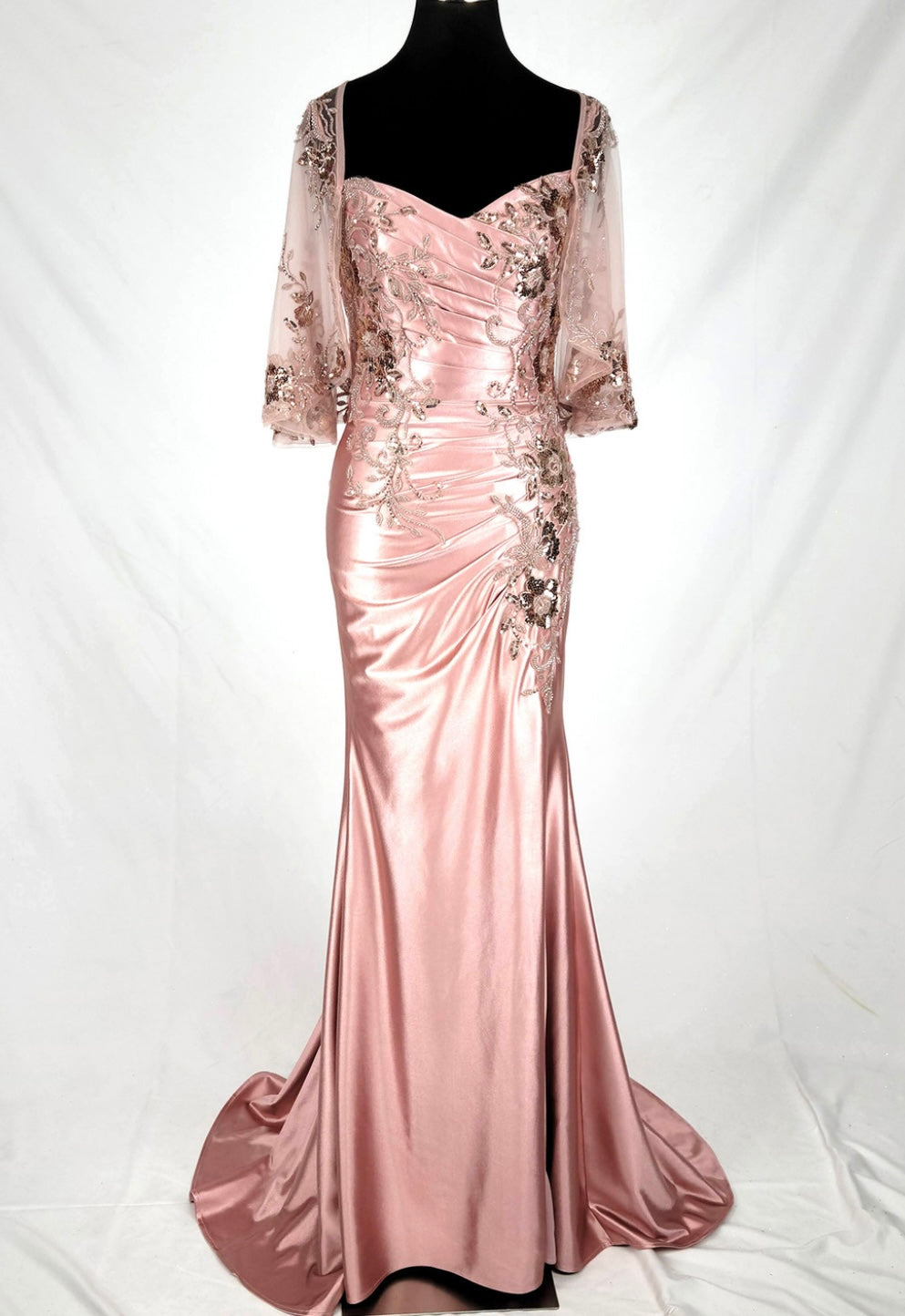 Chicas C364 Elegant Bridal Black Sweetheart Floor-Length Sequin Satin Dress