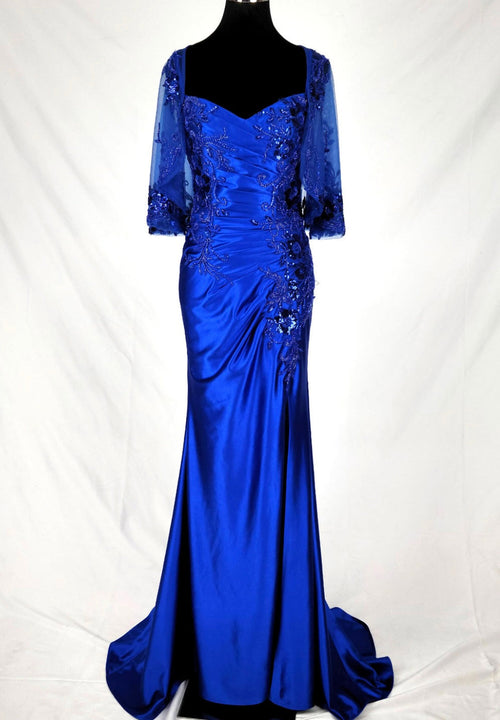 Chicas C364 Elegant Bridal Black Sweetheart Floor-Length Sequin Satin Dress