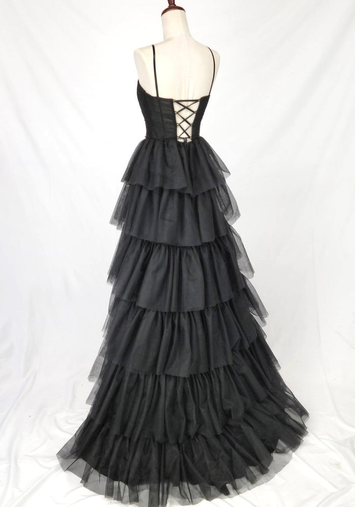 Chicas C837 Romantic Printed Evening Black Sweetheart Floral Tulle Dress
