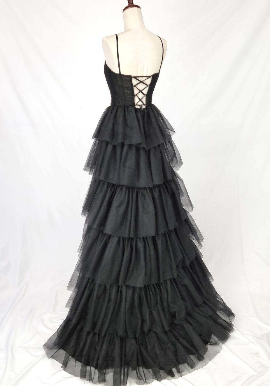 Chicas C837 Romantic Printed Evening Black Sweetheart Floral Tulle Dress