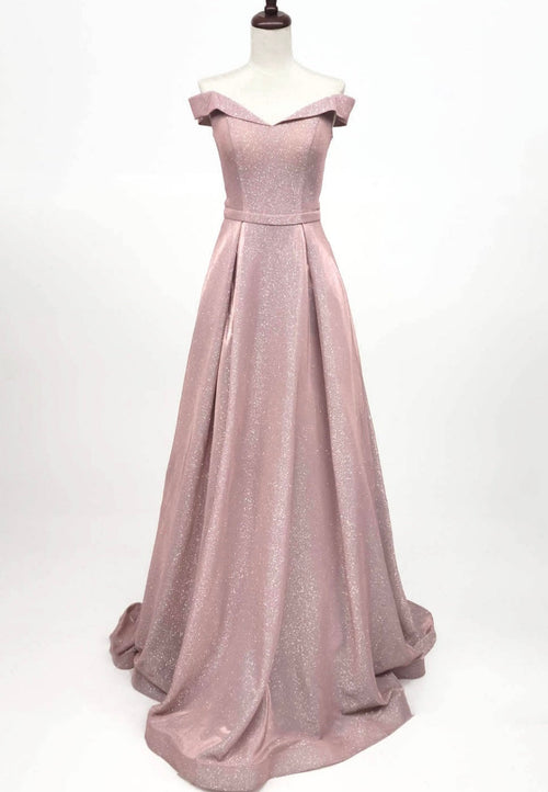 Chicas BT9017 Evening Blush A-Line Floor-Length Shimmer Fabric Dress