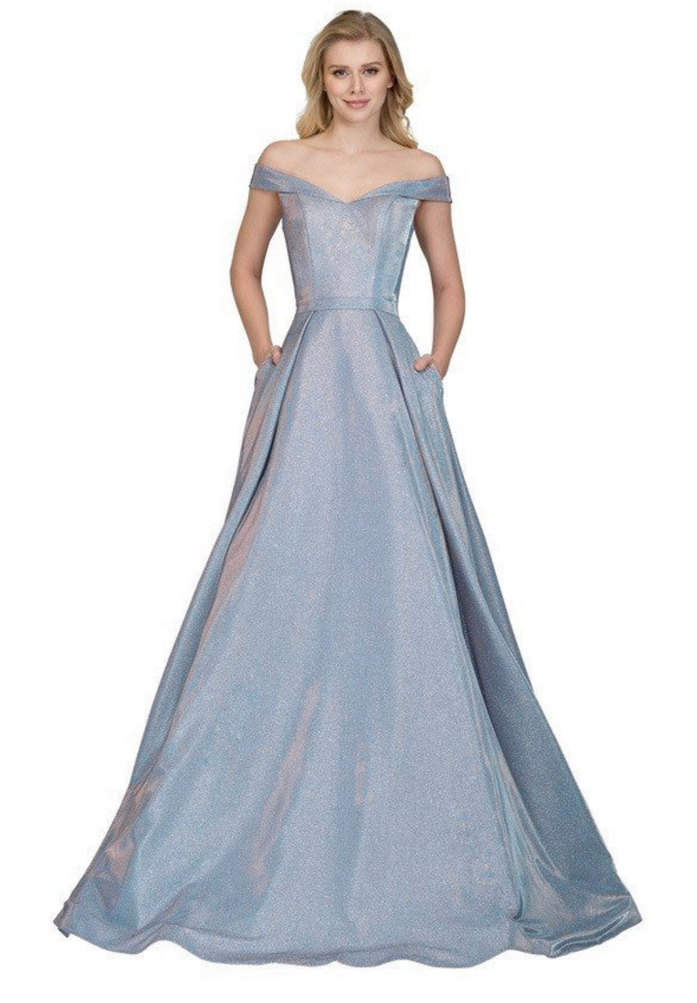 Chicas BT9017 Evening Blush A-Line Floor-Length Shimmer Fabric Dress