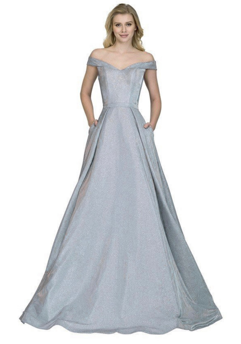 Chicas BT9017 Evening Blush A-Line Floor-Length Shimmer Fabric Dress
