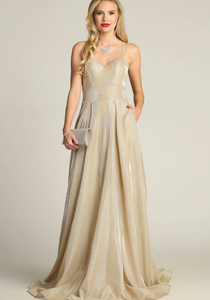 Chicas 4022 Glam Prom Blue A-Line Sweetheart Floor-Length Fabric Dress