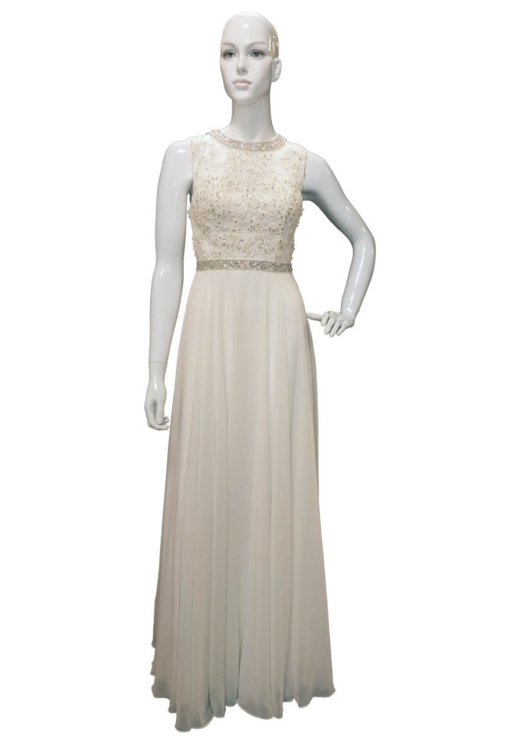 Chicas YG5005 Long Open-Back Beaded Chic Style Chiffon Dress