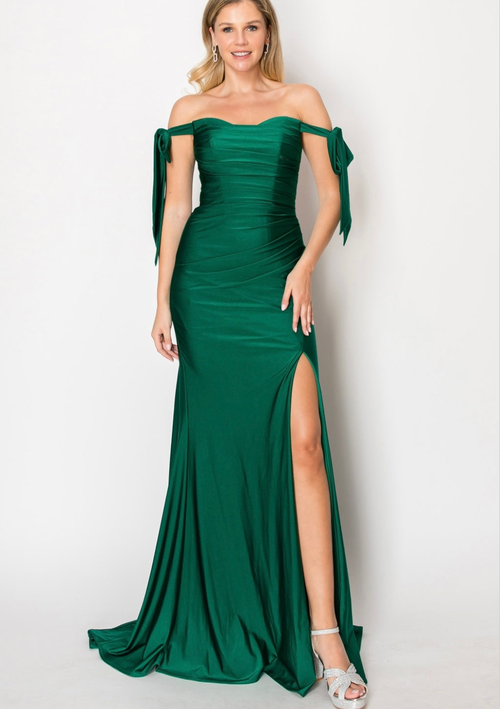 Chicas DM8010 Evening Black Long High-Slit Fabric Dress