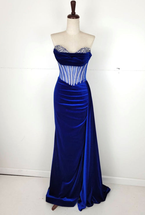 Chicas C337 Floor-Length Long Corset Chic Style Velvet Dress