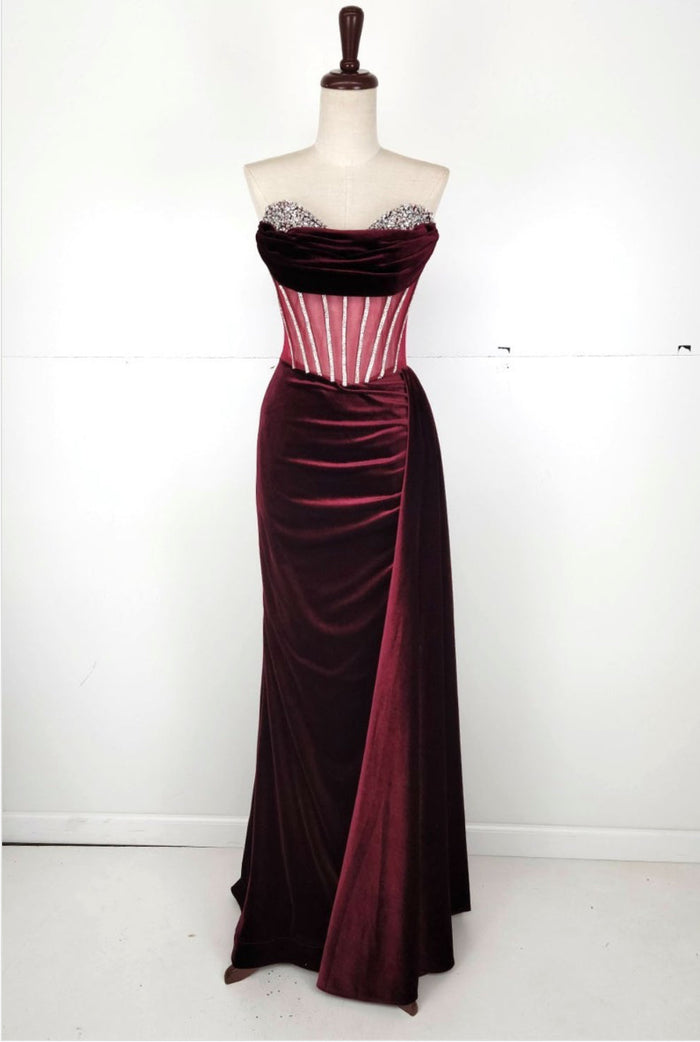 Chicas C337 Floor-Length Long Corset Chic Style Velvet Dress