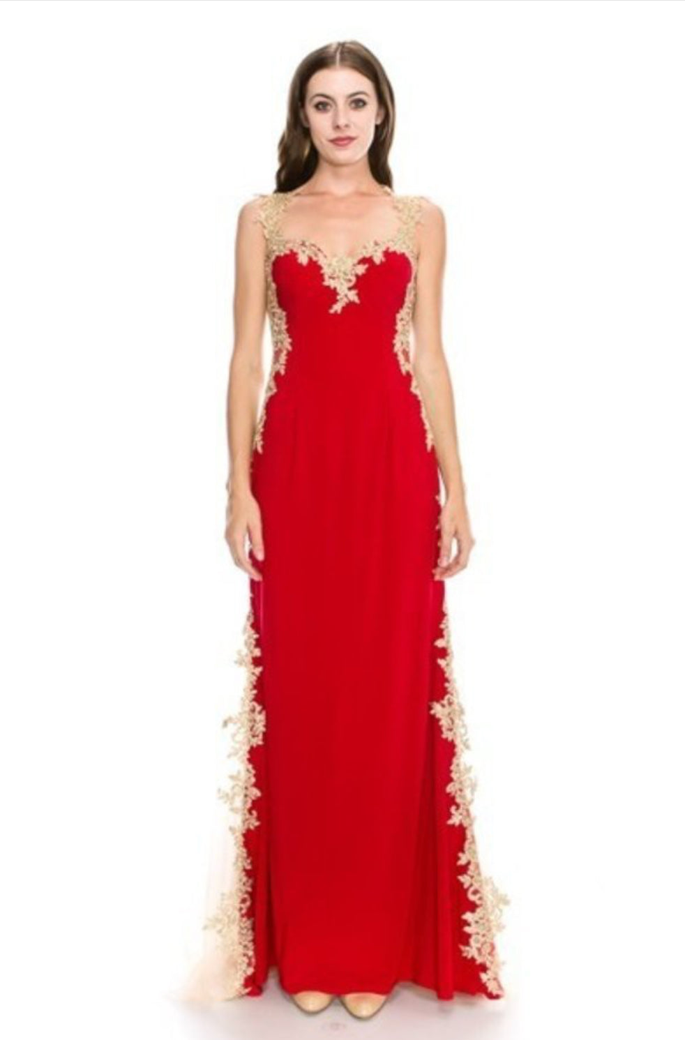 Chicas C9150 Butterfly Floor-Length Long Chic Style Jersey Dress