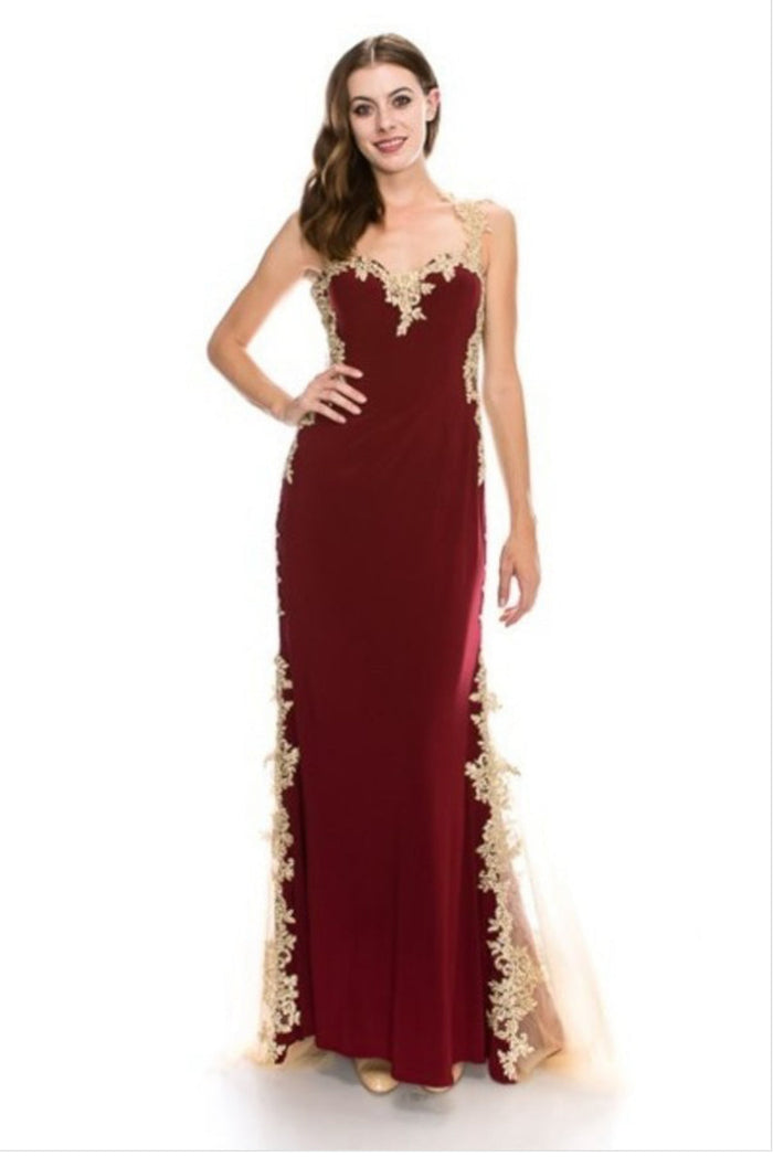 Chicas C9150 Butterfly Floor-Length Long Chic Style Jersey Dress