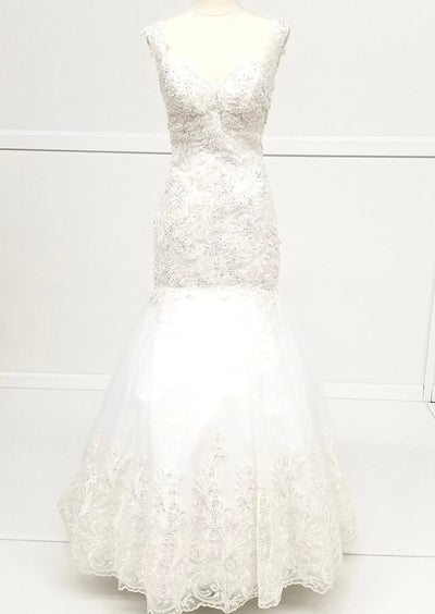 Chicas W1021 Romantic Bridal Mermaid Floor-Length Embroidered Appliqué Tulle Dress