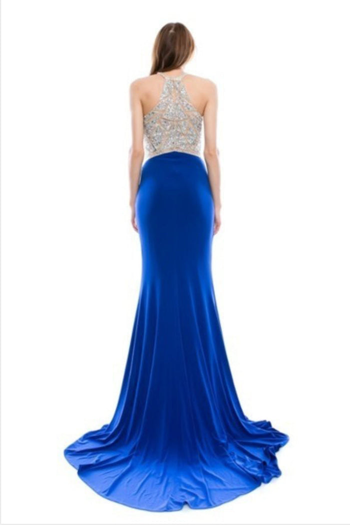 Chicas C6023 Butterfly Long Floor-Length Formal Style Silk Dress