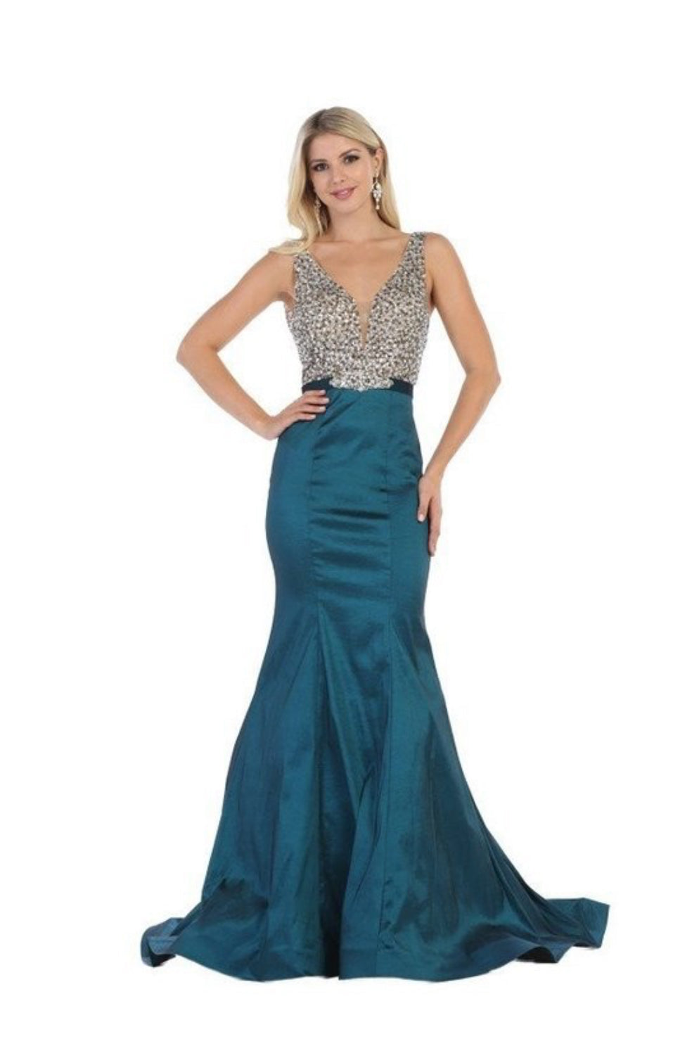 Chicas CC3023 Floor-Length Mermaid Long Chic Style Fabric Dress