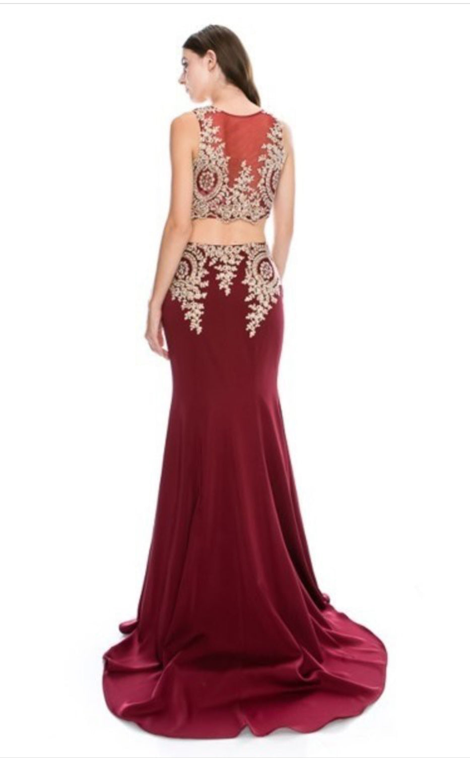 Chicas CC3010 Two-Piece Floor-Length Formal Style Fabric Dress
