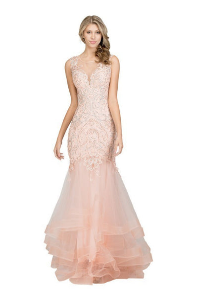 Chicas YG5011 Elegant Mermaid Floor-Length Ruffled Style Tulle Dress