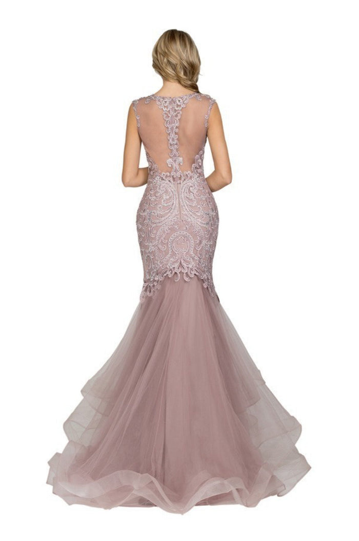 Chicas YG5011 Elegant Mermaid Floor-Length Ruffled Style Tulle Dress