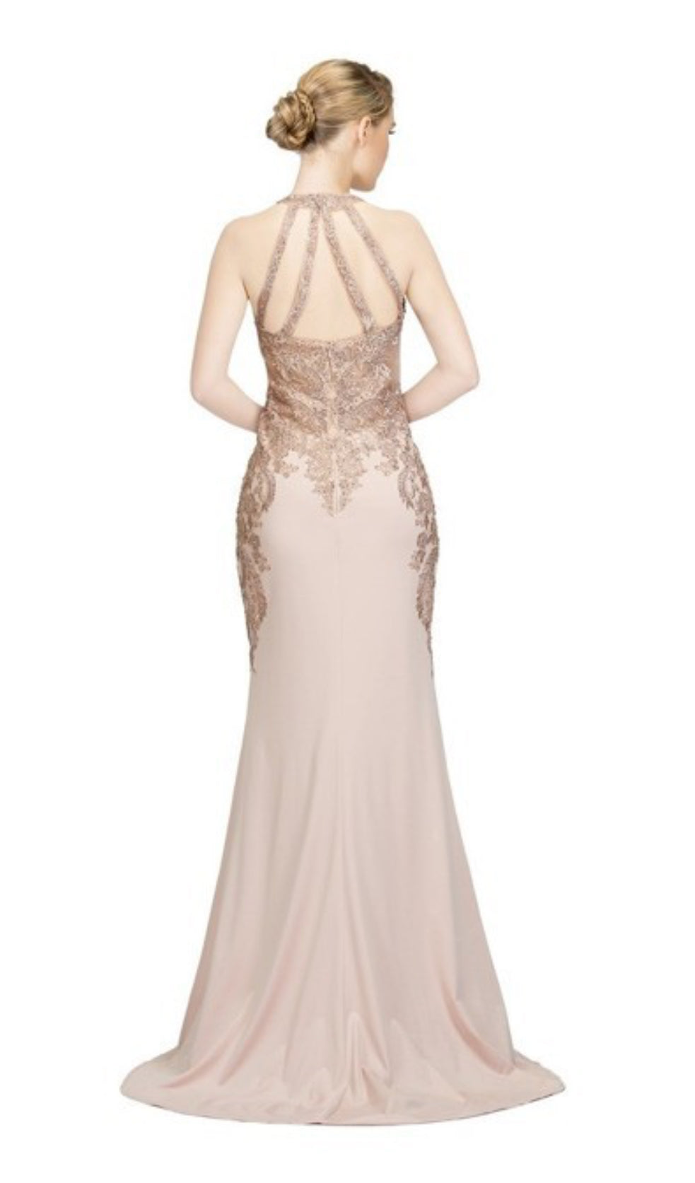 Chicas C1541 Halter Short High-Slit Chic Style Fabric Dress