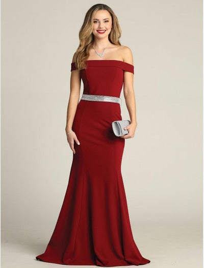 Chicas SS2014 Off-Shoulder Floor-Length Beaded Formal Fabric Dress