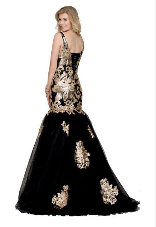 Chicas DR7009 V-Neck Floor-Length Sequin Formal Style Fabric Dress