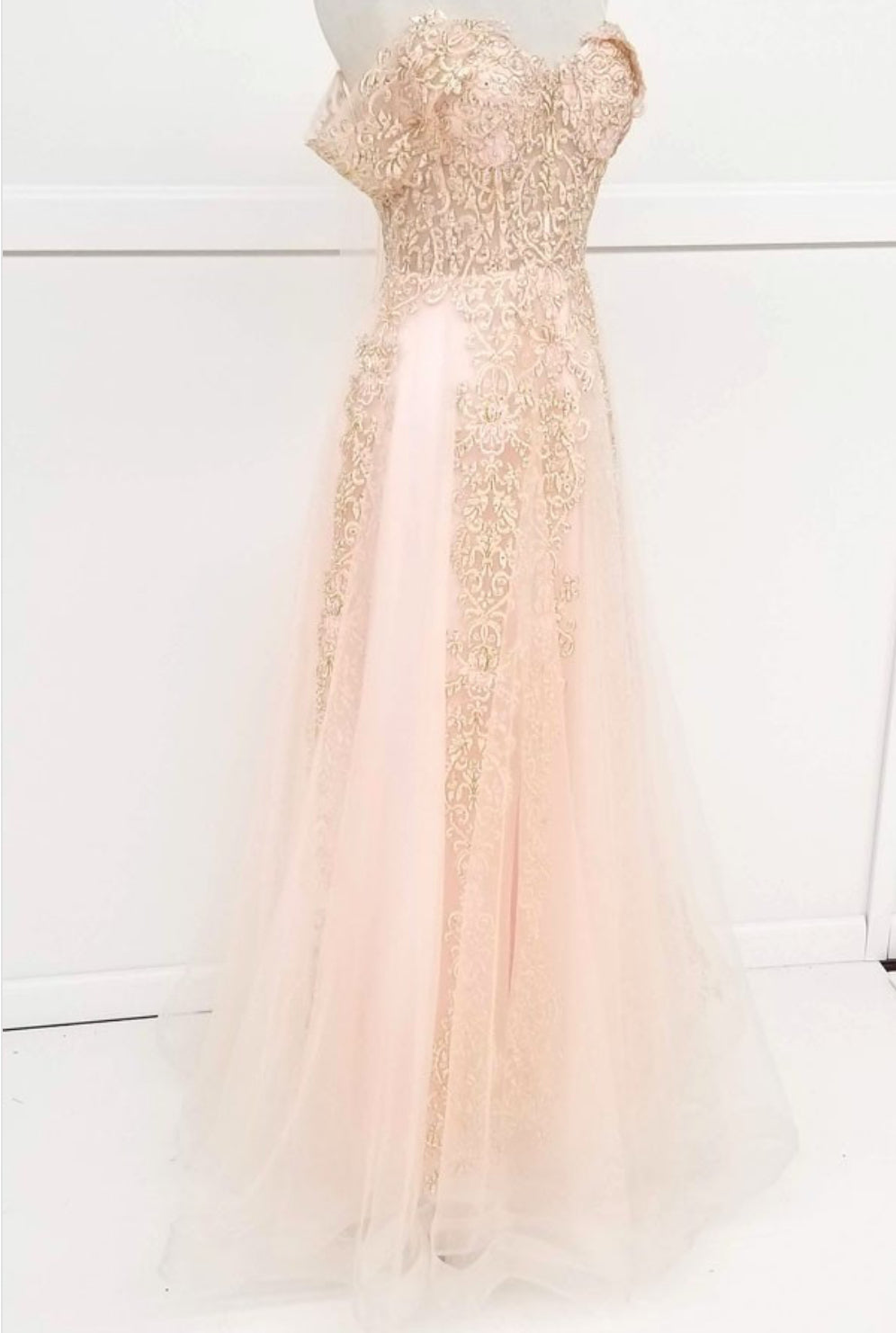 Chicas CA1103 Off-Shoulder Floor-Length Corset Formal Fabric Dress