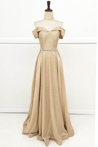 Chicas Dm4007 Off-Shoulder Floor-Length Formal Style Fabric Dress