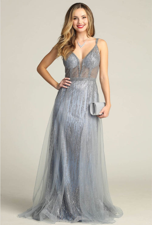 Chicas YG5021 Floor-Length Long Maxi Sequin Formal Style Fabric Dress