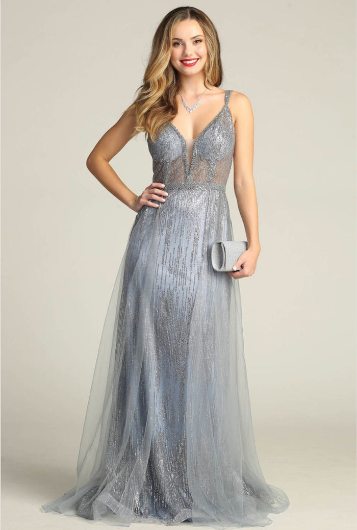 Chicas YG5021 Floor-Length Long Maxi Sequin Formal Style Fabric Dress