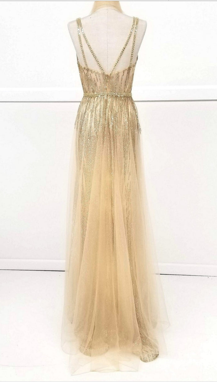 Chicas YG5021 Floor-Length Long Maxi Sequin Formal Style Fabric Dress