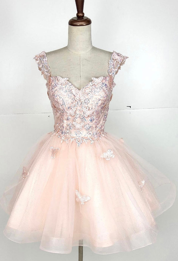 Chicas C330 Prom Red A-Line Sweetheart Butterfly Short Tulle Dress