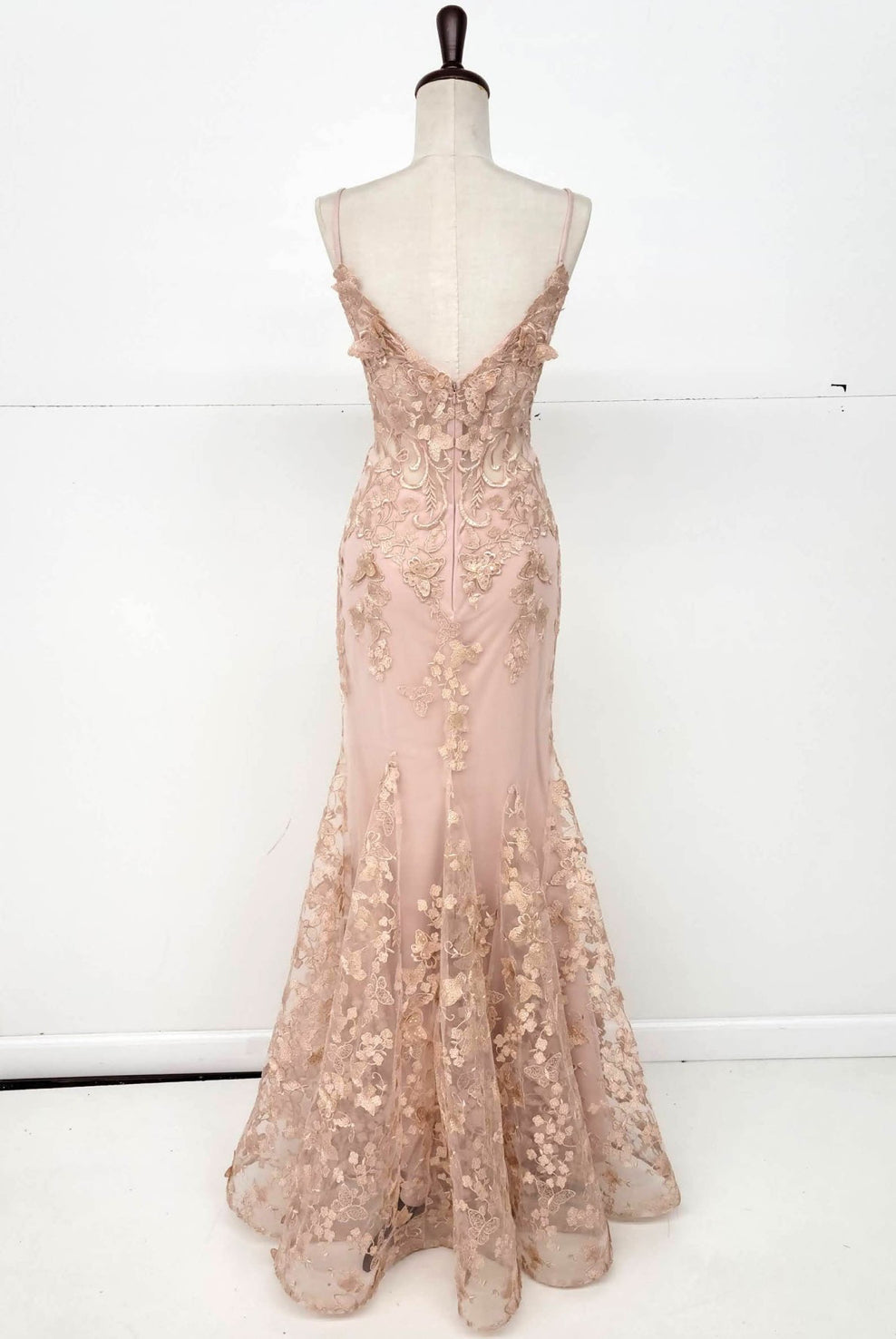 Chicas C816 Off-Shoulder Floral Maxi Corset High-Slit Feather Fabric Dress