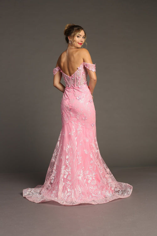 Chicas C332 Long Mermaid Off-Shoulder Chic Style Fabric Dress