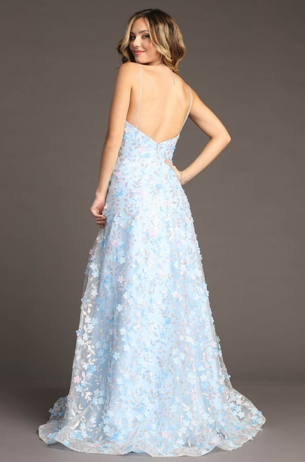 Chicas HF3092 A-Line Floral Maxi Strappy Style Fabric Dress