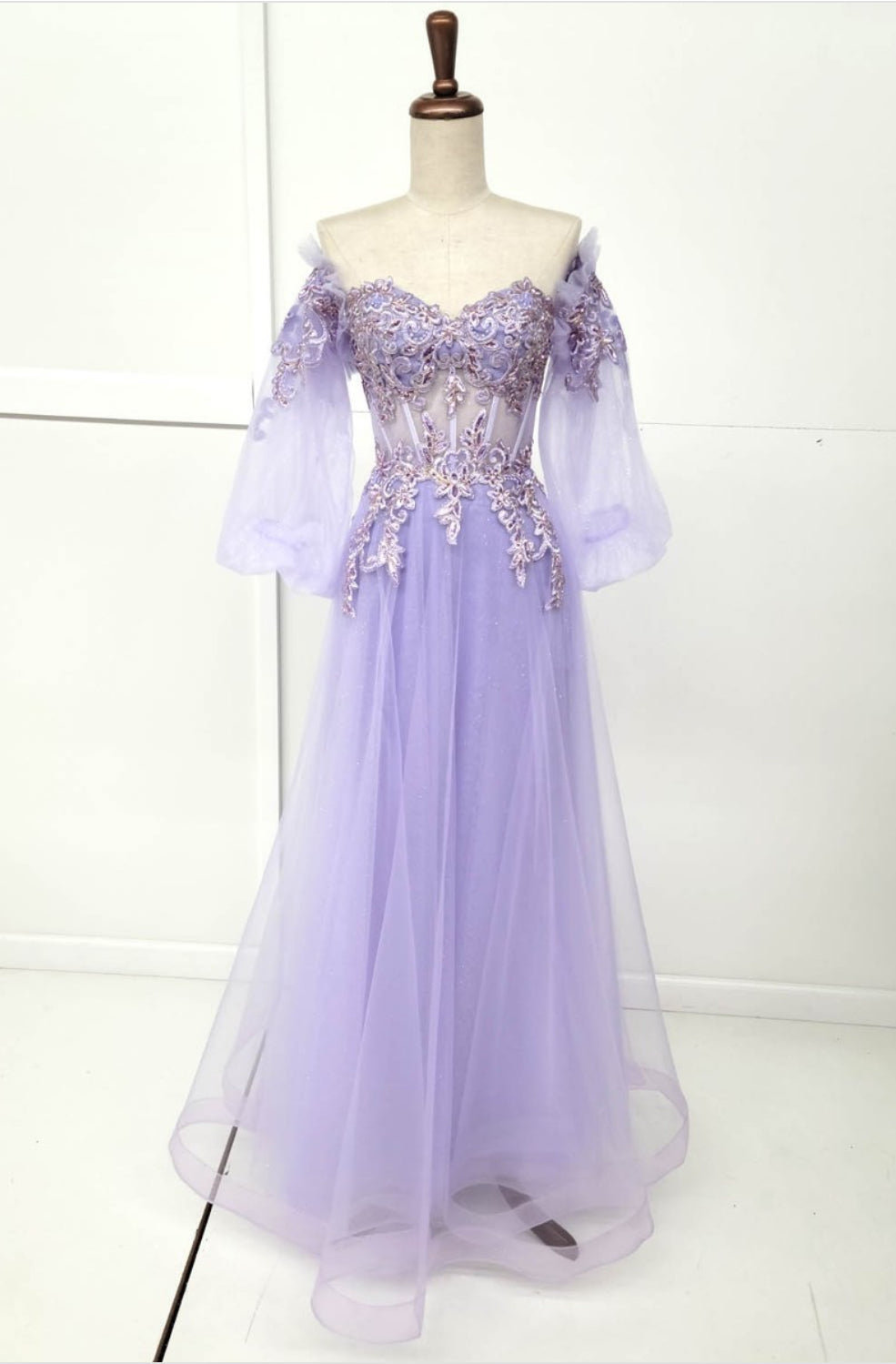Chicas HF3093 A-Line Off-Shoulder Maxi Formal Style Fabric Dress