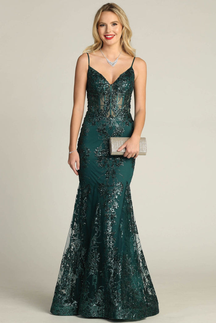 Chicas C813 Evening Mermaid Floor-Length Formal Style Fabric Dress