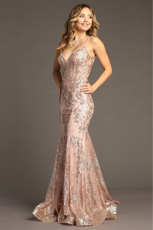 Chicas C813 Evening Mermaid Floor-Length Formal Style Fabric Dress