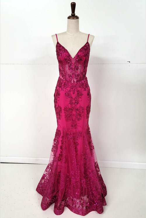 Chicas C813 Evening Mermaid Floor-Length Formal Style Fabric Dress