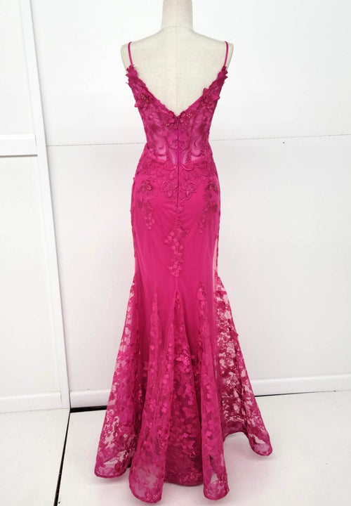 Chicas C816 Printed Prom Lilac Mermaid Spaghetti-Strap Butterfly Tulle Dress