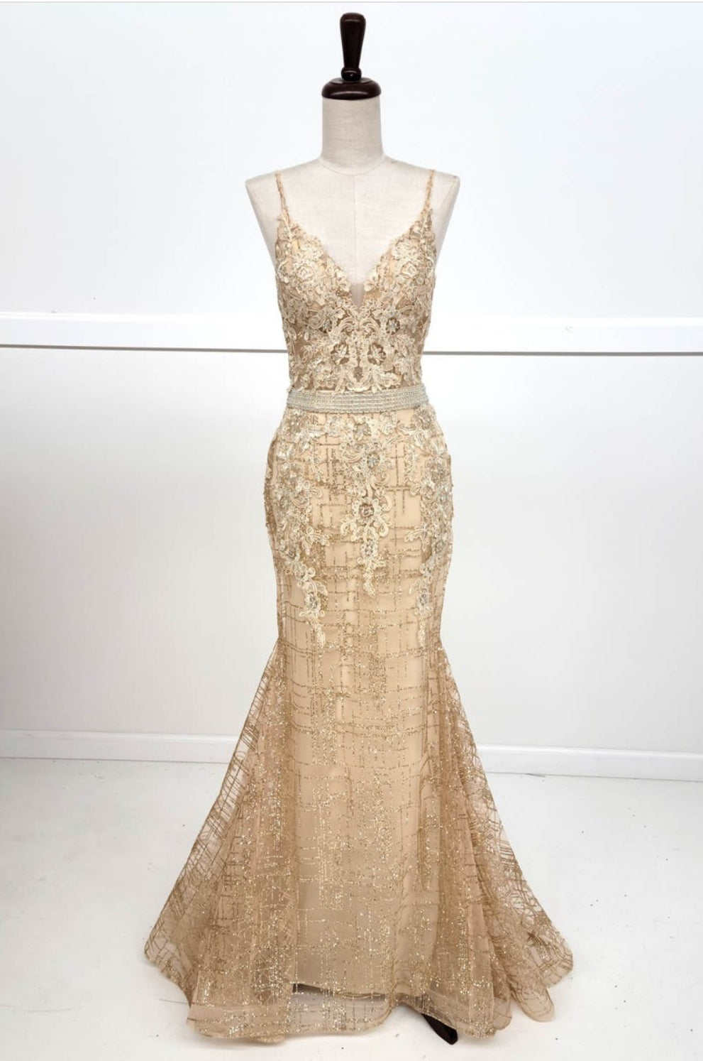 Chicas DM4029 Mermaid Maxi Beaded Strappy Style Fabric Dress