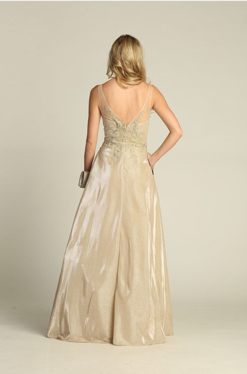 Chicas DM4017 Bridal V-Neck Long Pocket Style Fabric Dress