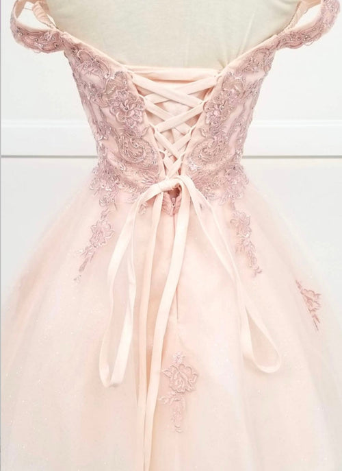 Chicas C314 Elegant Printed Glitter Formal White Floral Tulle Dress