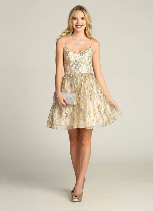 Chicas C317 Cocktail Royal A-Line Sweetheart Short Sequin Tulle Dress