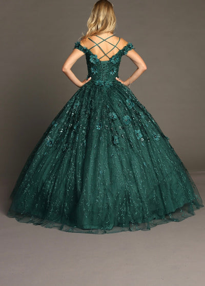 Chicas HF3073 Elegant Printed Metallic Royal BallDress Strapless Tulle Dress
