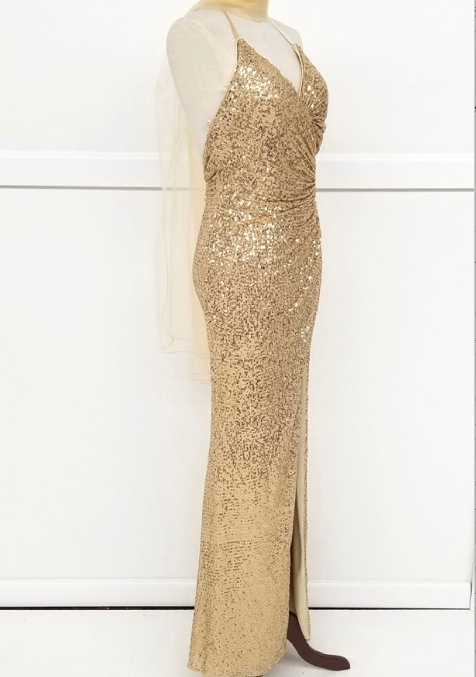 Chicas C2402 Evening Black Spaghetti-Strap Floor-Length Fabric Dress