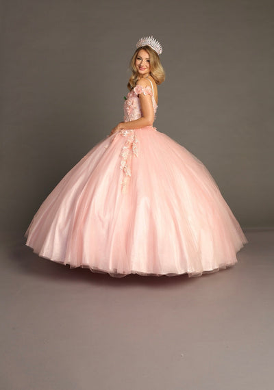 Chicas G20201 Romantic Printed Glitter Quinceañera Royal BallDress Tulle Dress
