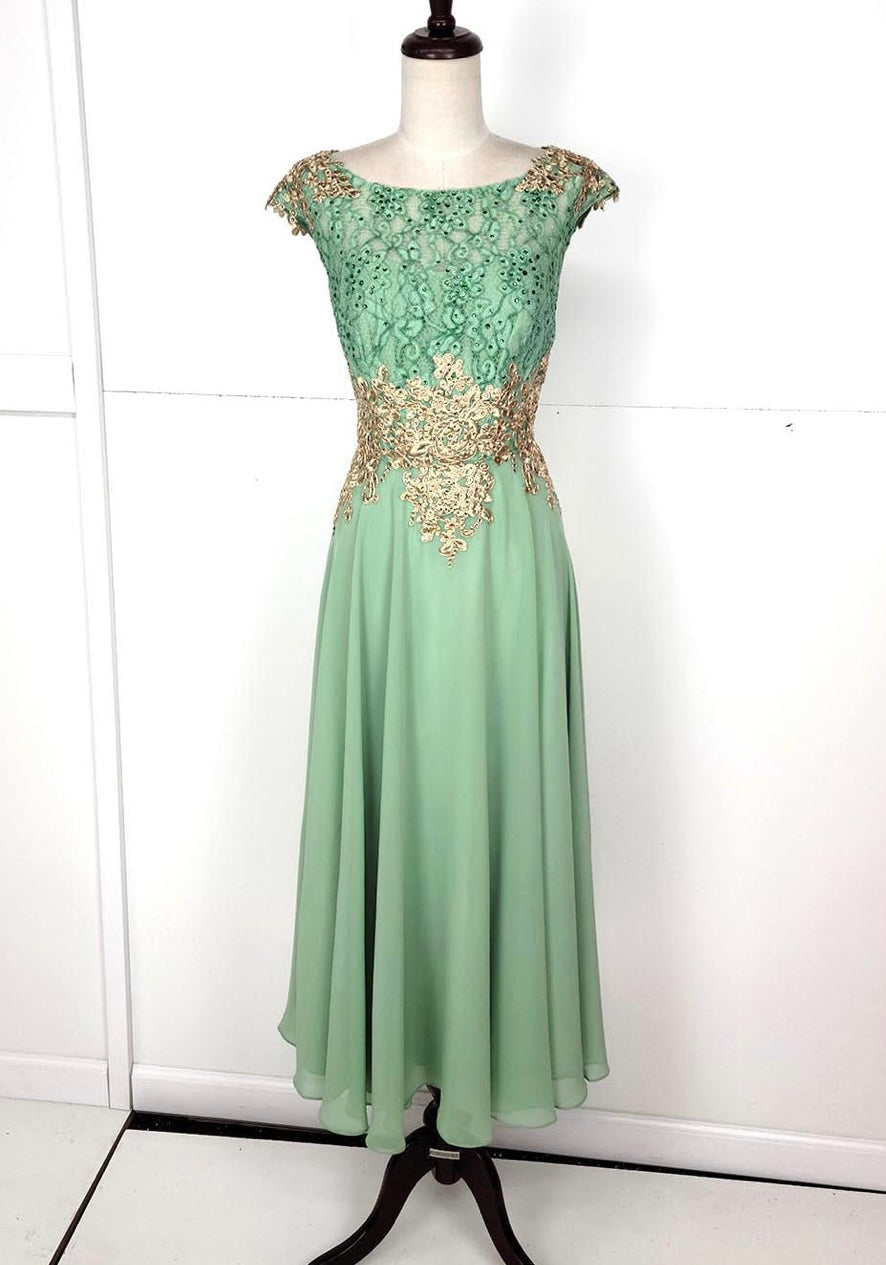 Chicas C7542 Elegant Bridal Navy A-Line Illusion Floor-Length Chiffon Dress