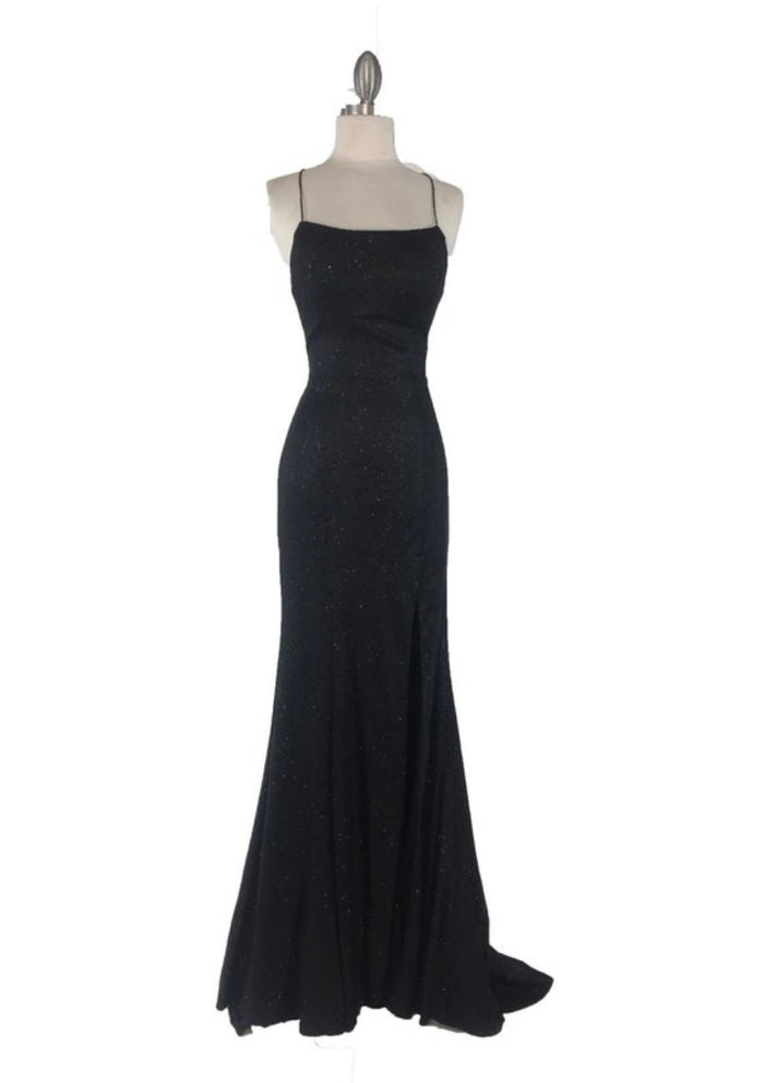 Chicas C7088 Evening Navy Spaghetti-Strap Floor-Length Fabric Dress