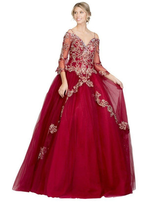 Chicas YM2003 Romantic Formal Royal BallDress Illusion Long Tulle Dress